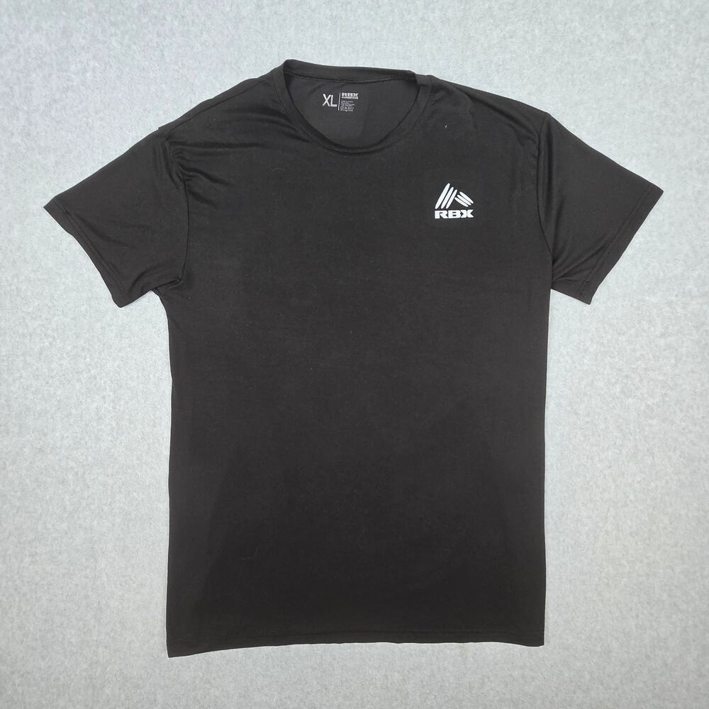 RBX Mens XL Black Short Sleeve Crewneck Performance T-Shirt w/White Chest Logo